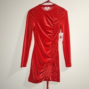 Juicy By Juicy Couture Long Sleeve Velour Bodycon Dress Size XS Sports Car Red